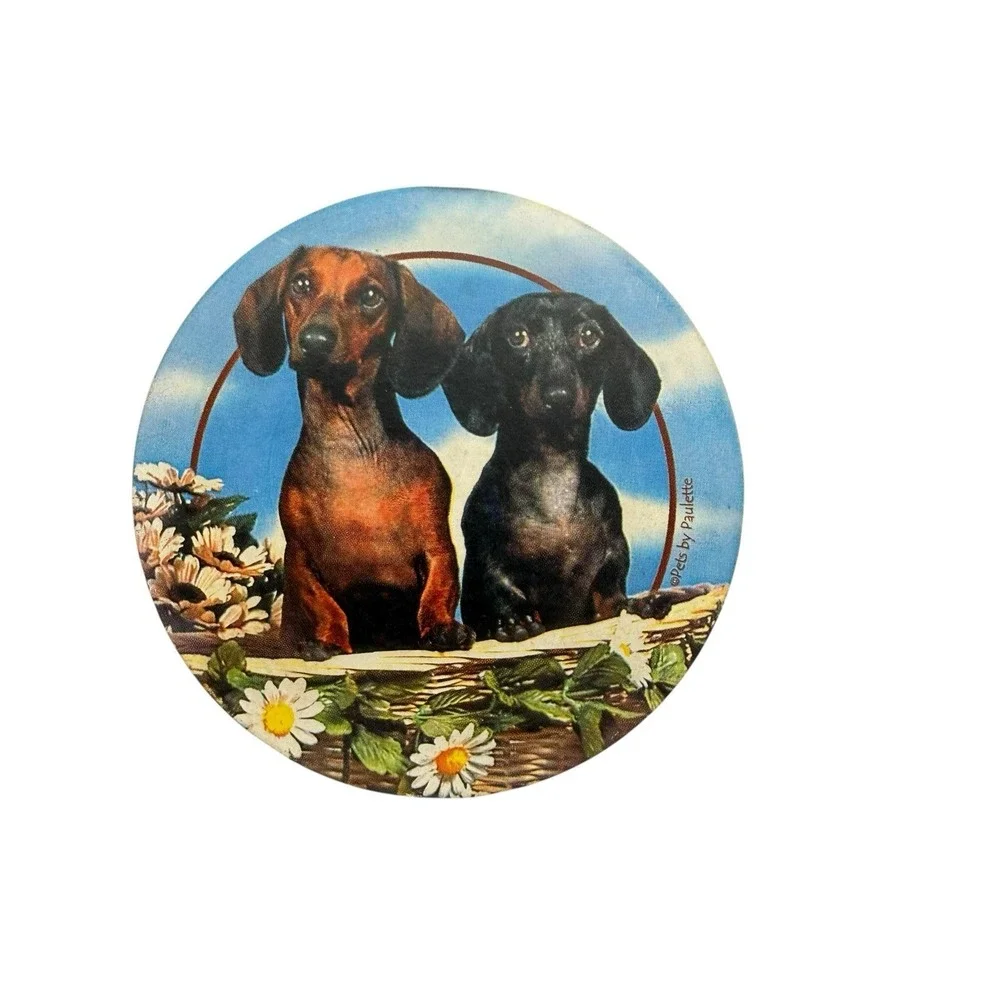 4 Dachshund Dog Brown Black Puppy Stone Art Coasters Pets by Paulette 4